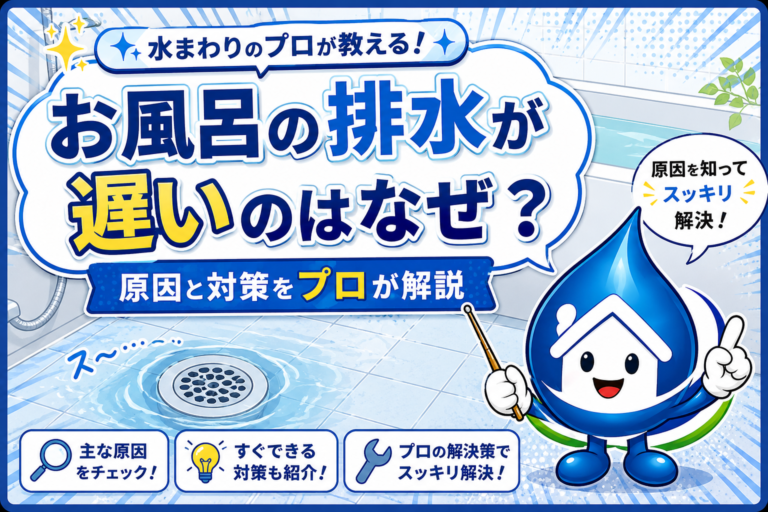 お風呂の排水が遅いのはなぜ?髪の毛だけではない原因と自分でできる対策をプロが解説