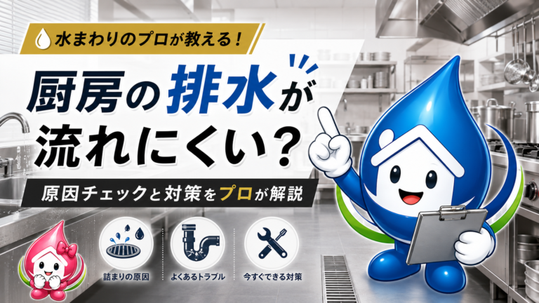厨房の排水が流れにくいのはなぜ?営業中のトラブルを防ぐ原因チェックと対策をプロが解説