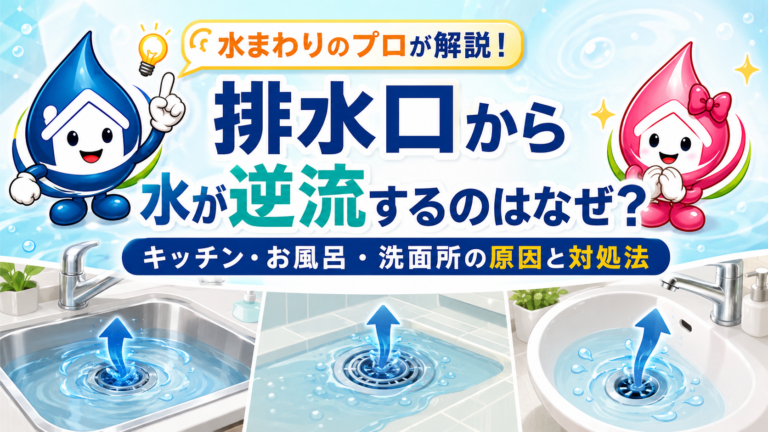 排水口から水が逆流するのはなぜ?キッチン・お風呂・洗面所で起こる原因と対処法をプロが解説