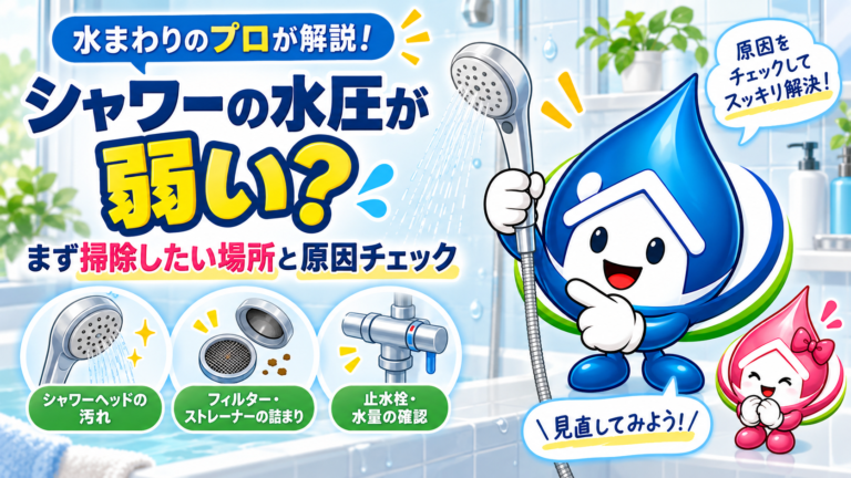 シャワーの水圧が弱くなった?まず掃除したい場所と自分で確認できる原因をプロが解説